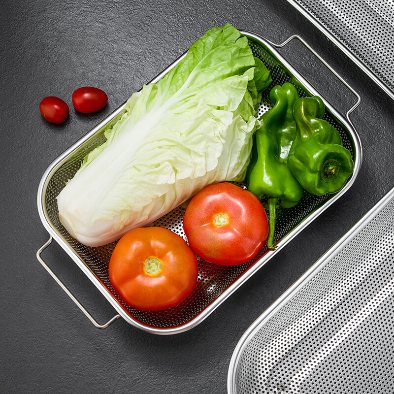 Huangsi retractable drain basket kitchen sink filter multi-functional stainless steel vegetable washing fruit draining dish basin rack 35*22*6cm retractable drain basket