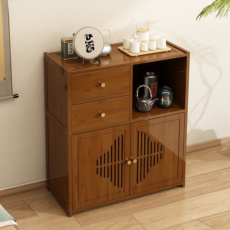 Jieshunxing tea cabinet office tea cabinet storage rack household tea cabinet tea table table side cabinet tea tea set storage storage cabinet without drawer single door three layers 35 long