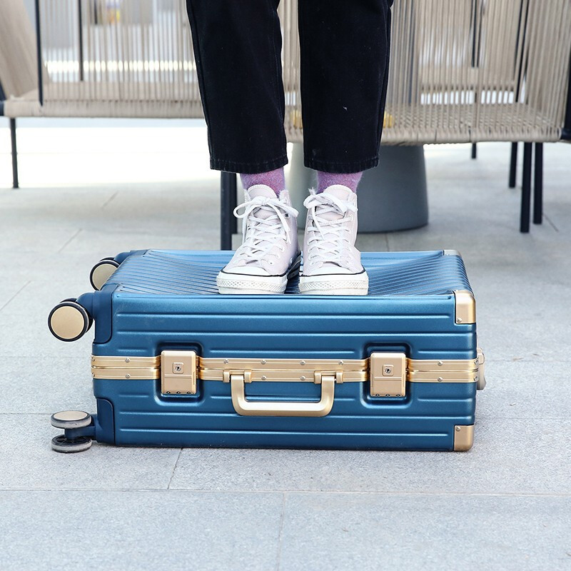 Danny Kangaroo Trolley Case Aluminum Frame Men's and Women's PC Suitcase Universal Wheel Password Box Carry-on Case Phnom Penh Sapphire Blue Buckle 20-inch Carry-on Case