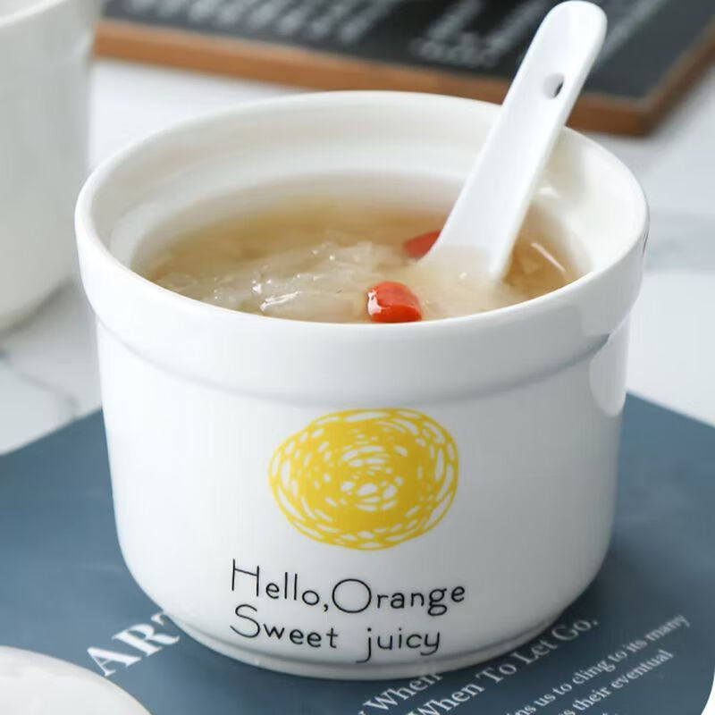 4-inch ceramic water-proof stew pot with lid, bird's nest steamed egg custard bowl, Shaxian snack stew pot, household commercial soup 4-inch stew pot - Dream series, set of four