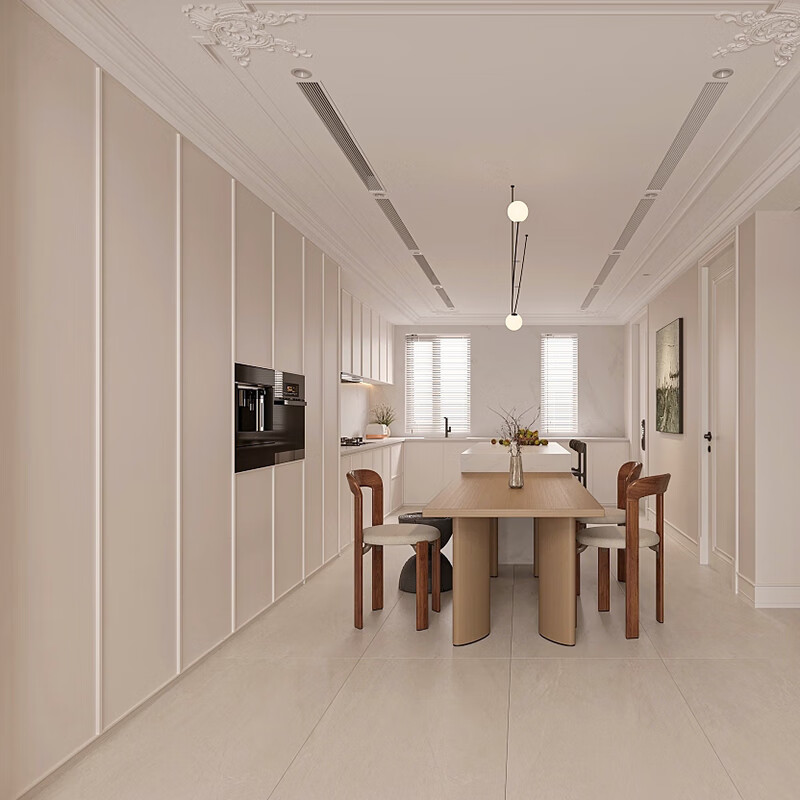 Huili global whole house customization modern French cream style small apartment whole cabinet customization kitchen kitchen cabinet furniture customization white 1 meter