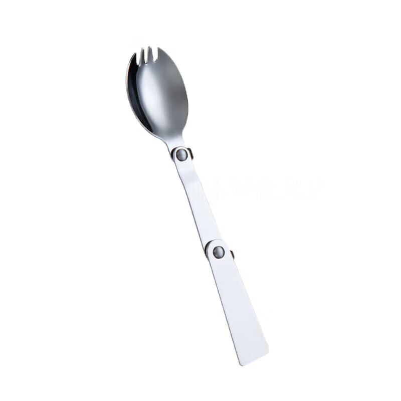 Qianyi outdoor travel portable tableware folding fork, spoon, spoon, telescopic portable storage box for travel, thickened two-fold spoon, long spoon, no storage box 1 piece