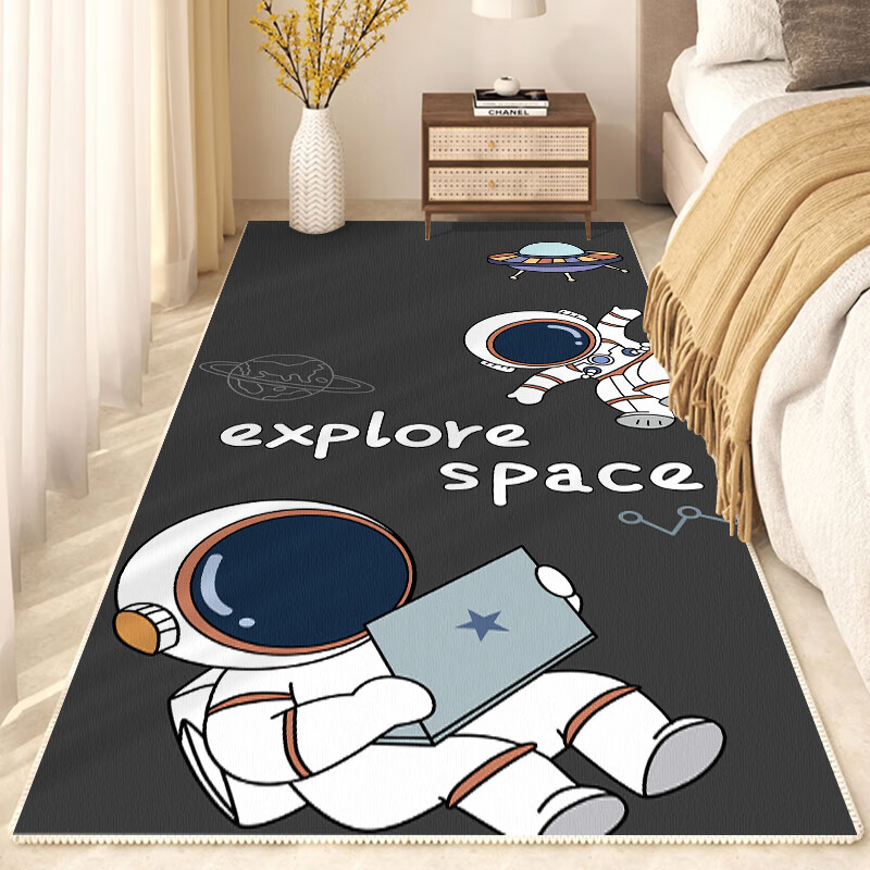 Jixiang thickened cartoon bedside blanket bedroom strip children's room wash-free balcony tatami bay window customizable living room carpet Doraemon Dora 60X160 cm