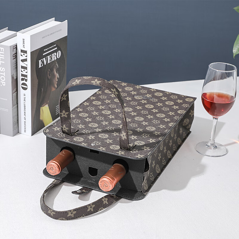 Vantablack red wine packaging gift box double wine box empty box ready-made portable gift bag custom red wine box map pattern hard portable double