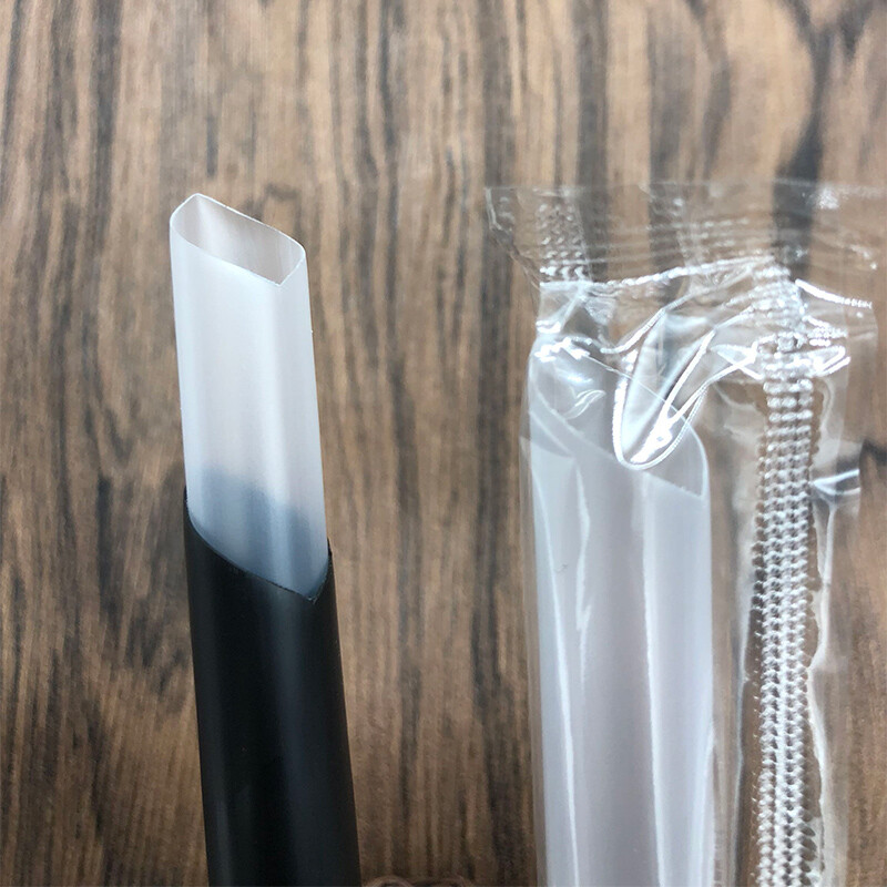 Chuge high-quality disposable thickened pearl milk tea straws 100 pieces individually packaged, 13mm thick, 19cm long, 23cm black (190*13mm)