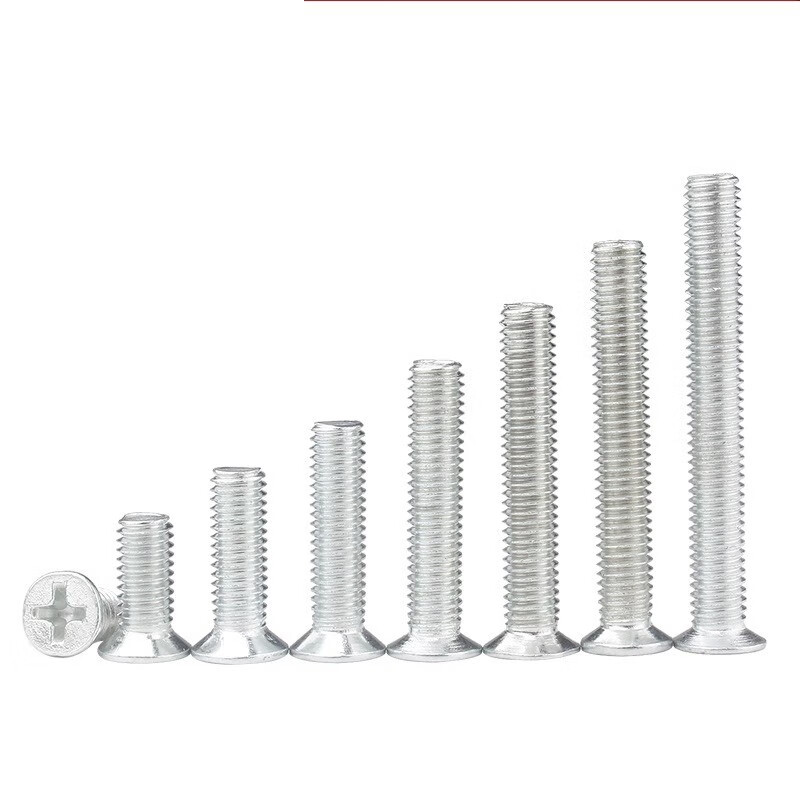 Bingneng M2-M12 iron galvanized cross recessed countersunk head screws carbon steel machine wire flat head bolts KM machine tooth electronic small screws M2*12 500 pieces