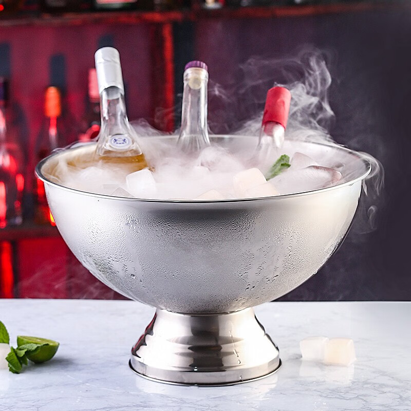 FEiNASi 304 stainless steel ice bucket red wine bucket champagne bowl/barrel beer bucket ice bucket champagne basin champagne ice bucket mirror silver-12L