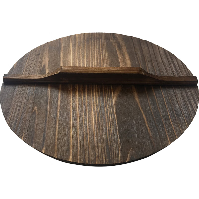 Zhensanhuan Zhangqiu iron pot, old carpenter handmade fir wok lid, carbonized wooden lid (exclusively for Zhensanhuan iron pot) 32cm