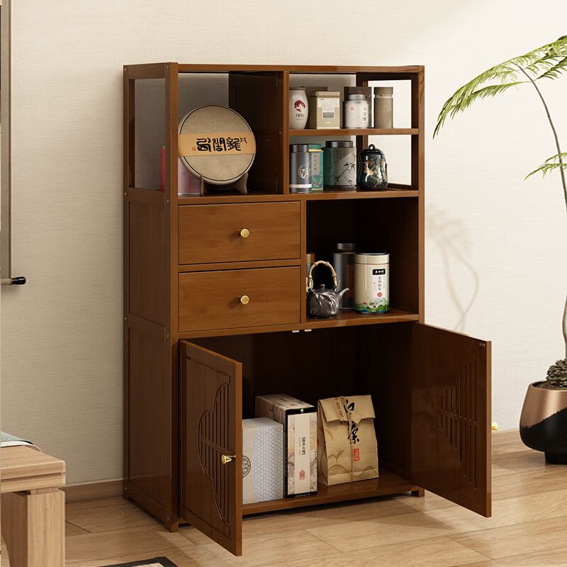 Jieshunxing tea cabinet office tea cabinet storage rack household tea cabinet tea table table side cabinet tea tea set storage storage cabinet without drawer single door three layers 35 long