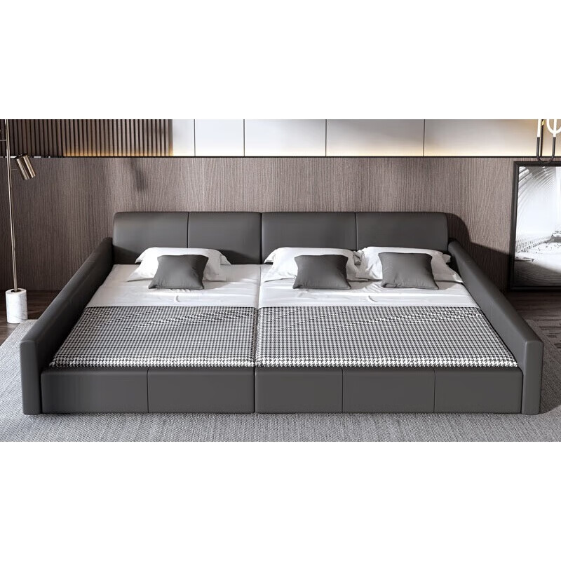 Qumandi triple bed large bed tatami second child family parent-child bed master bedroom modern simple 3 people 4 people spliced large bed 3 meters 1.5+1.8 meters bed + coconut palm spine mattress other x frame structure