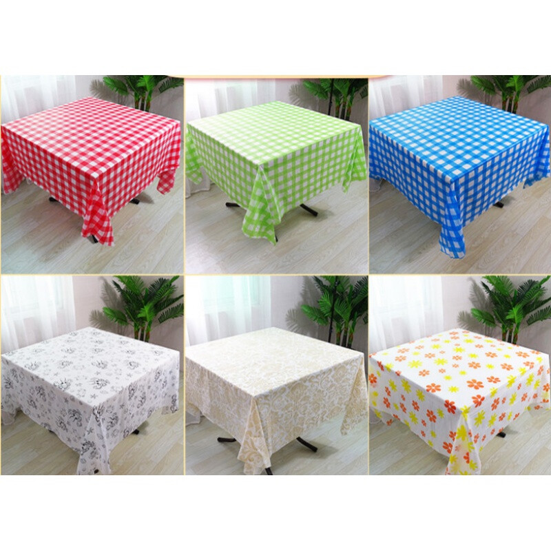 Meihangxuan disposable tablecloth square plastic printed tablecloth thickened tablecloth for home restaurant and catering 1.6m red grid 10 sheets/pack