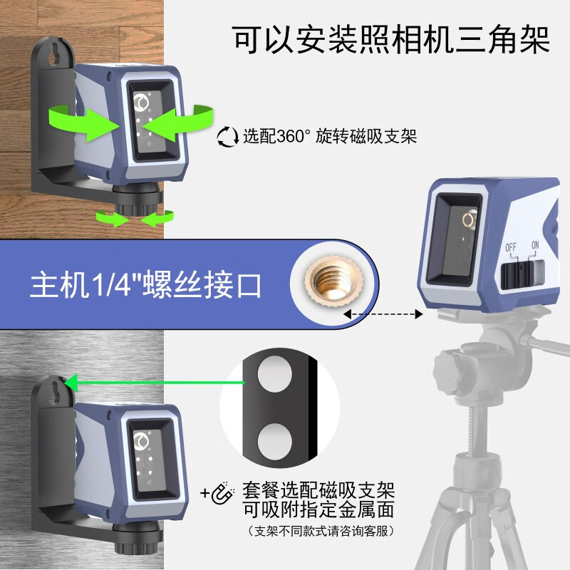 Shejishi Mini Level Ultra-Small Portable Laser Level Small Green Light New Automatic Leveling Installation Acceptance Green Light Level + Lithium Battery + Cloth Bag