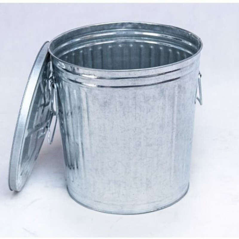 Huili ship galvanized trash can iron bucket labor protection iron cylinder outdoor trash can with lid fireproof 35 liters diameter 35 cm high 37 cm