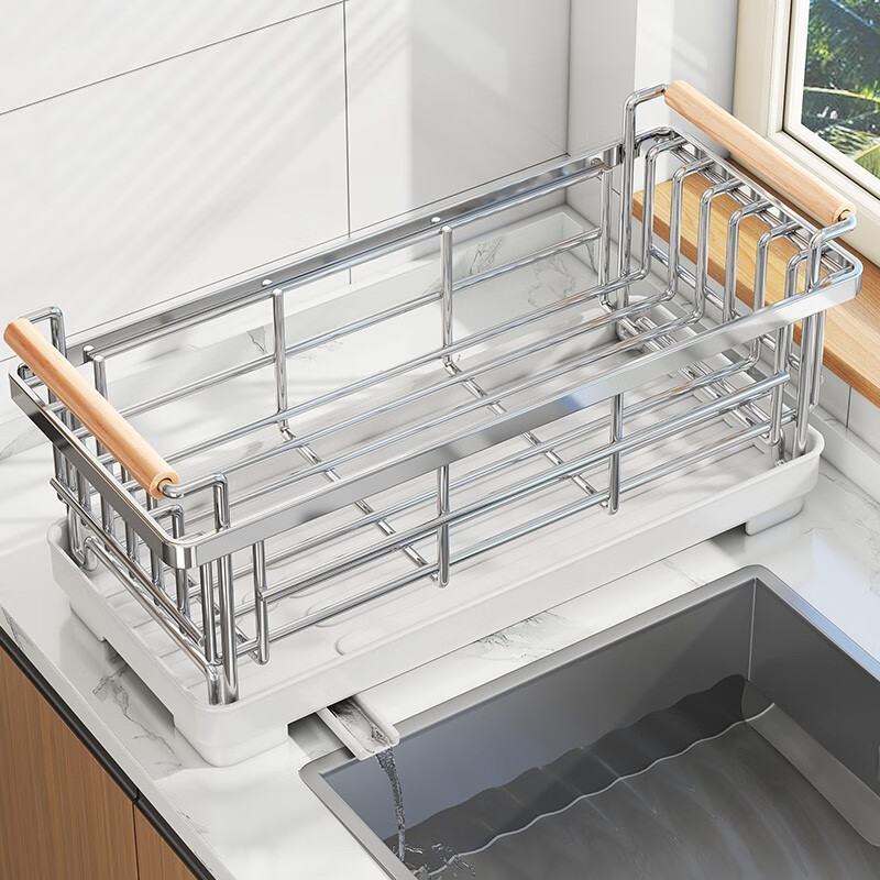 Meishut stainless steel dish storage rack kitchen sink drying dishware and plate storage rack countertop bowl basket dish drain rack stainless steel drain rack (delivered in one piece)