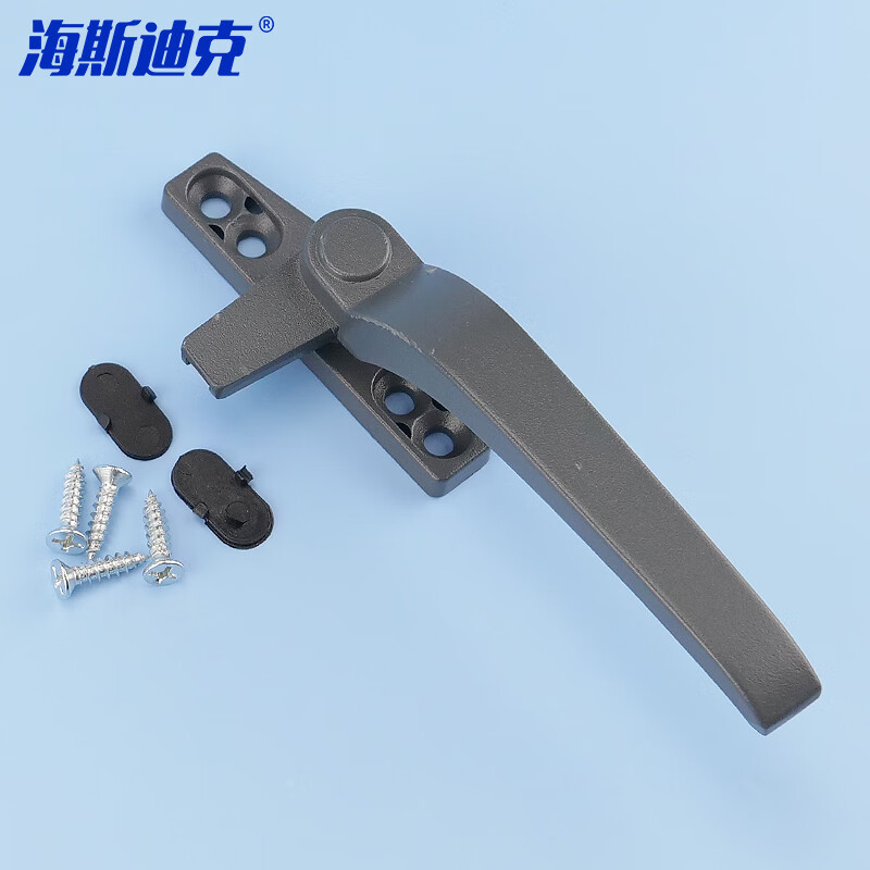 Hasdick Jingcang delivery window handle 50-type aluminum alloy single-point casement window handle 7-word window lock for outward-opening window curtain wall hanging window handle dark gray right handle HKsq-149
