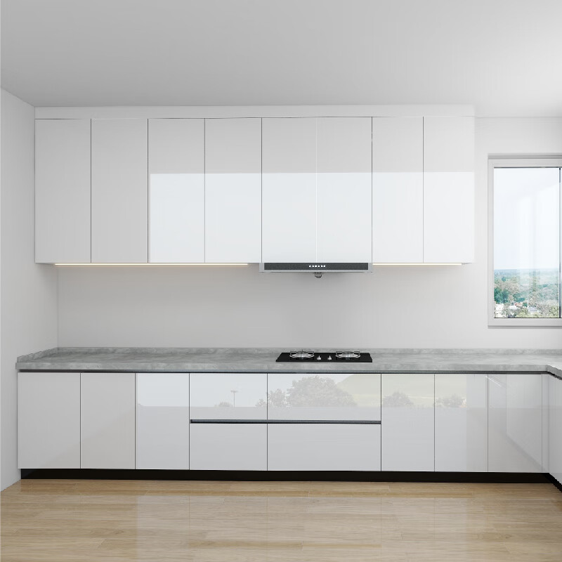 Mexueer all-aluminum home whole house home cabinet L-shaped open kitchen dining side cabinet as a whole door-to-door measurement/design renderings custom earnest money 1 meter