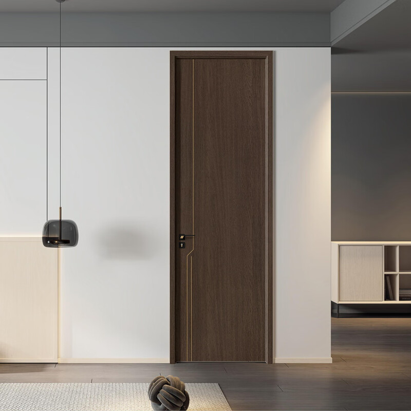 Jiufu Wooden Door Bedroom Door Set Door Wooden Composite Interior Door Living Room Study Unpainted Wooden Door Maya Oak No. 2 + Nano Gold