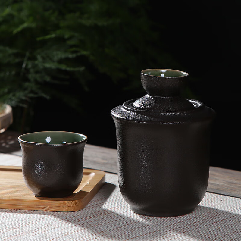 Molin Warm Wine Flask and Wine Set, Two Liang and a Half Category, Ceramic Wine Warmer, Household Hot Wine Warmer, Wine Divider, Yellow Wine and White Wine Cup, White Jade Porcelain Three-piece Wine Warmer Set (2 Liang)