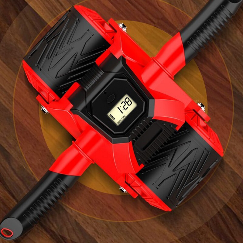 Yo Cool Abdominal Wheel Automatic Rebound Men's Abdominal Crunches and Abdominal Muscle Fitness Equipment Women's Tank Wheel to Reduce Belly Slimming Abdominal Training Upgraded Luxury - Red LED Smart Counting/Auto Rebound + Kneeling Pad