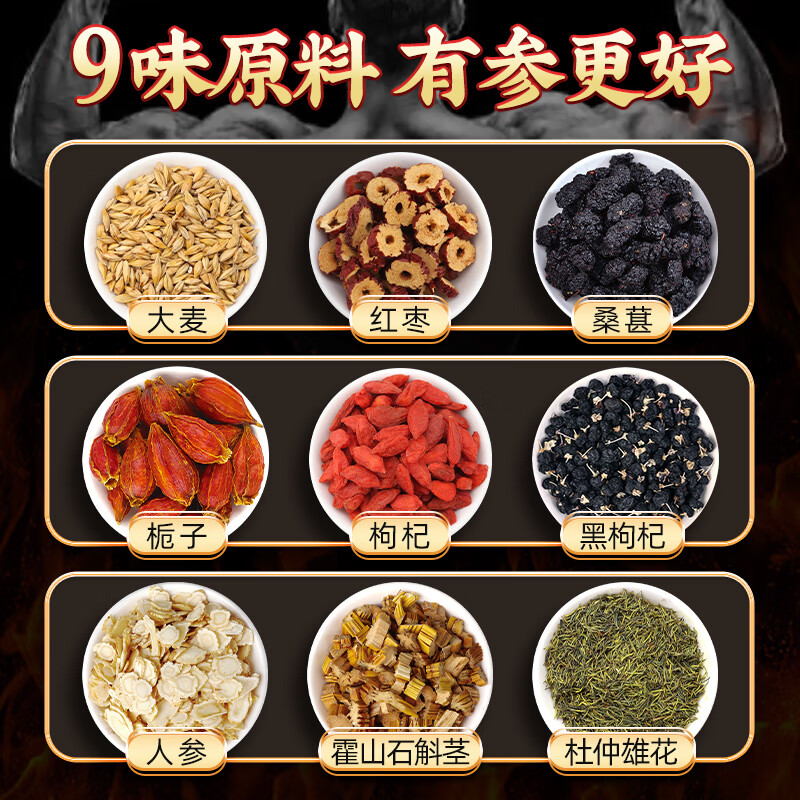 Jingshuo Wuliubabao tea, ginseng, wolfberry, mulberry, nourishing kidneys and yang, soaked in water, health-preserving tea for men, nourishing kidneys, essence, qi, blood, and liver, 40 bags, 20 bags