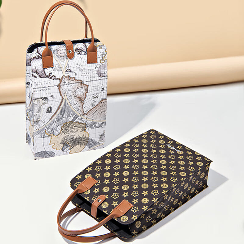 Vantablack red wine packaging gift box double wine box empty box ready-made portable gift bag custom red wine box map pattern hard portable double