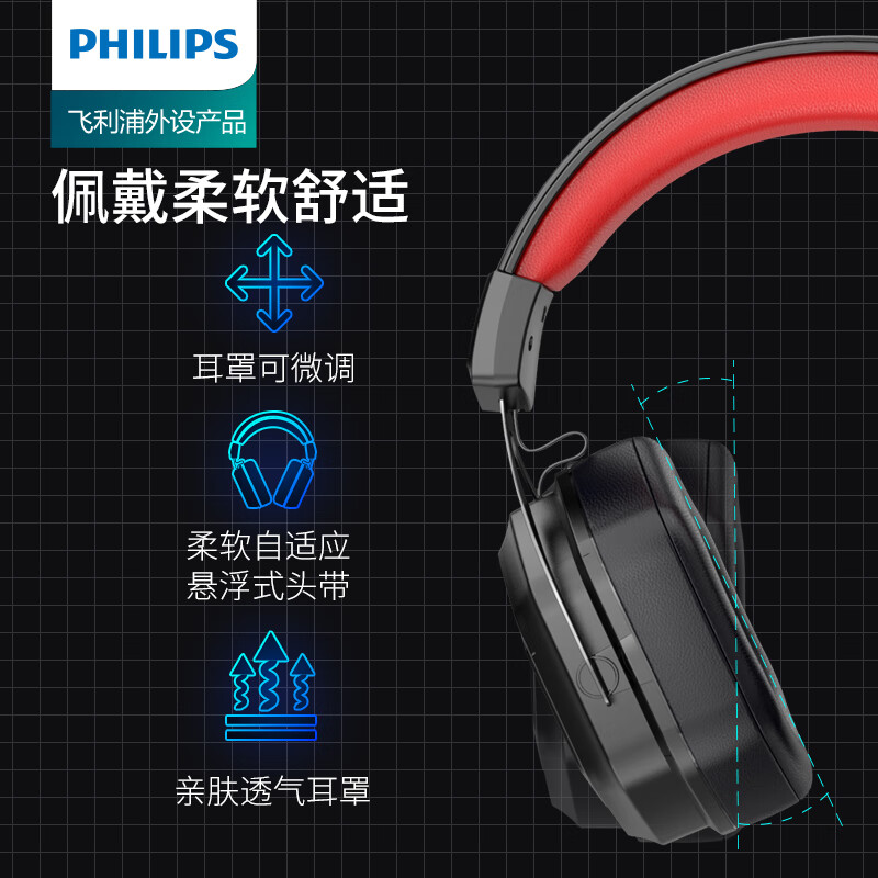 99% new Philips (PHILIPS) wired gaming headphones, noise reduction, 7.1 channel DTS surround sound TAG4105