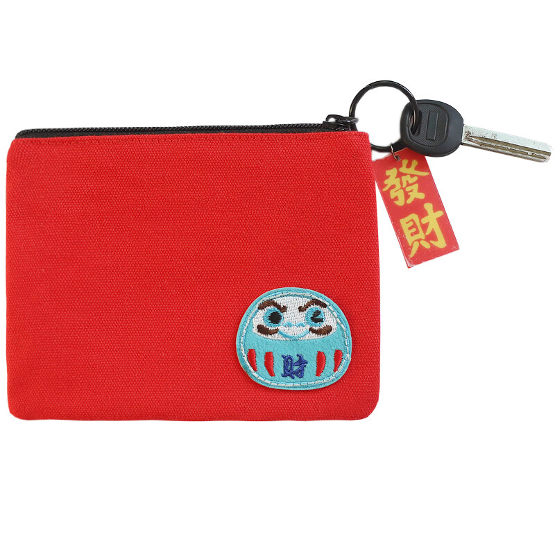 Shuguoer (SHU GUO ER) Japanese style lucky wallet for women short Korean version cute student small coin purse girly heart small fresh canvas wallet small size 0133-dark green-lucky 13.5*10.5 cm