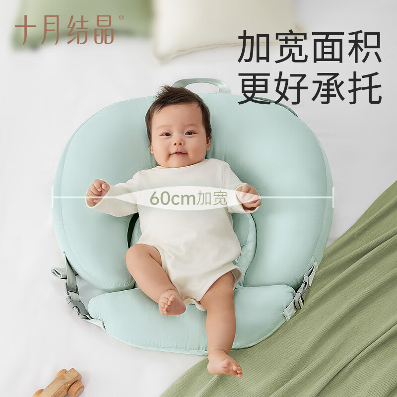October crystal baby slope pillow, cotton surface, anti-vomiting and choking, lying down, sleeping, breastfeeding practice, raising head, machine washable, 0-1 years old, Shanlan Green