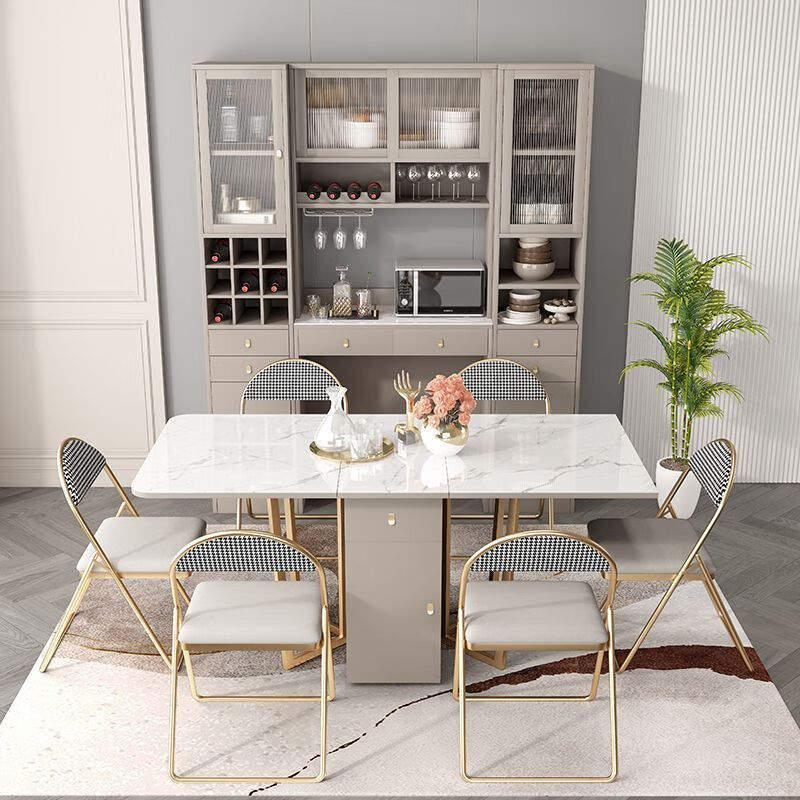 Shanlang slate folding dining table and sideboard integrated wall-mounted multi-functional storage wine cabinet household small apartment retractable dining table folding dining table