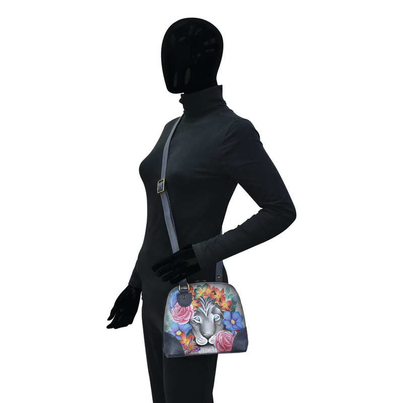 Anna by Anuschka genuine leather three-compartment shoulder bag, Lion Magic Lion Magic Lion One Size