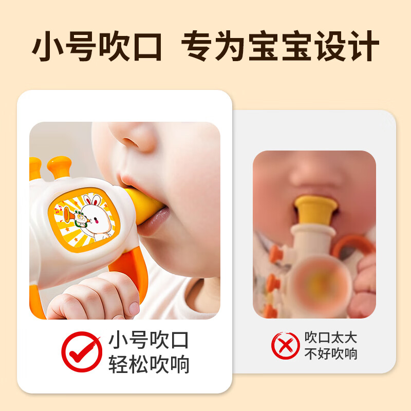 Yisirui yellow duckling trumpet baby toy 6 months and above can play musical instruments 1 year old baby whistle children's birthday gift Carrot Rabbit Gami Yellow + Rabbit Harmonica