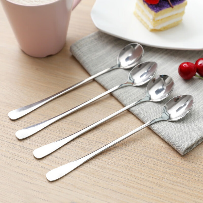 Coffee spoon, ice spoon, stainless steel round spoon, long handle coffee stirring spoon, mug spoon, Korean spoon wholesale, 1 round spoon