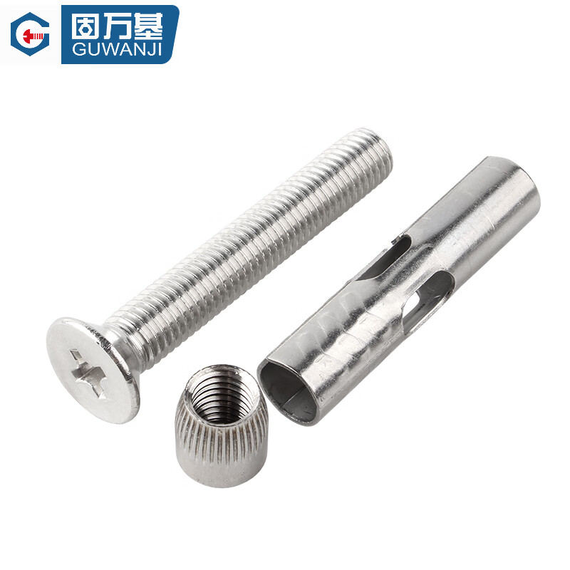 Guwanji 304 stainless steel cross countersunk head internal expansion bolt flat head built-in door and window pull-out screw national standard fastener M6*60 (5 pieces) 304 material
