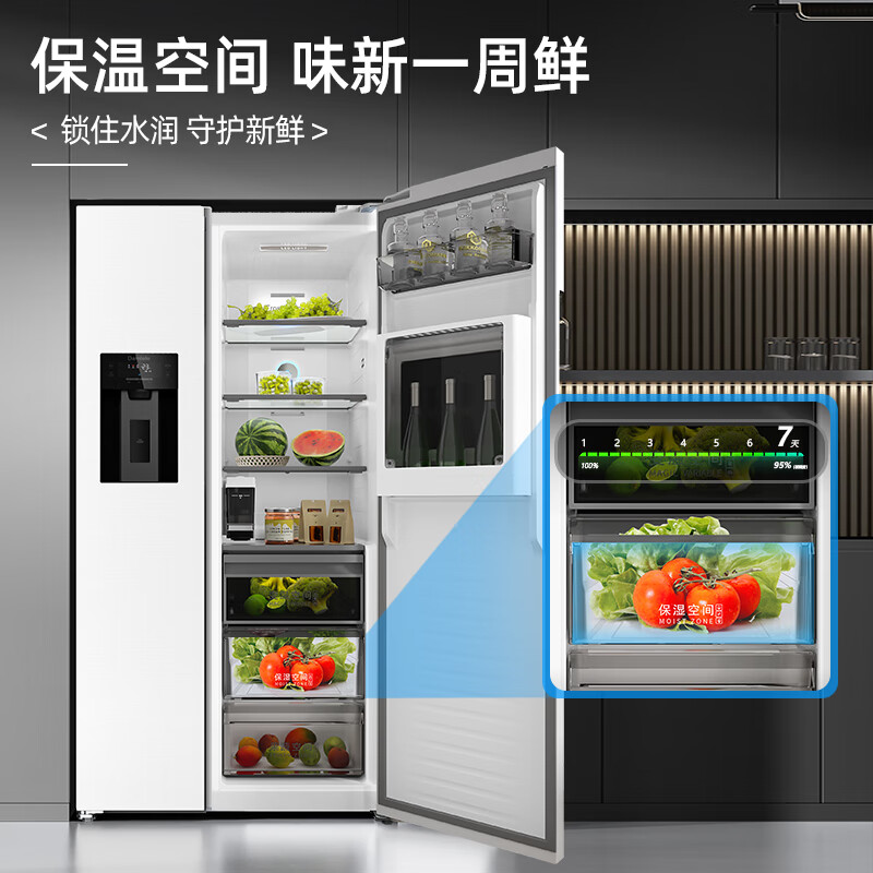 Damini's blockbuster new product 523-liter ice-making refrigerator, one-stage variable frequency fully automatic ice-making all-in-one machine, air-cooled, frost-free, zero-embedded double-door refrigerator BCD-523WKDBZB (C) Elizabeth