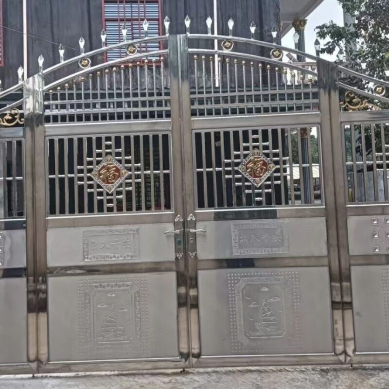 Qinkai 304 stainless steel double-door villa courtyard door main picture across