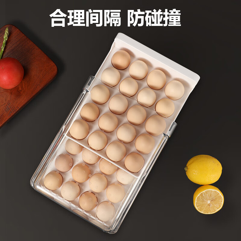 Oraldo egg carton double drawer refrigerator egg storage box egg box shockproof egg tray egg storage box with time scale, four layers can hold 80 eggs