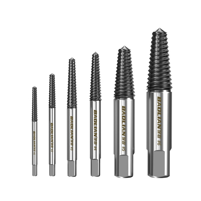 Baolian broken screw extractor sliding thread broken thread extractor anti-thread screw thread tool set high quality extractor 6-piece set