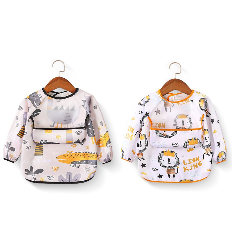 Beedoll beedoll children's smock bib waterproof anti-dirty baby protective clothing rice pocket baby painting apron jungle + lion