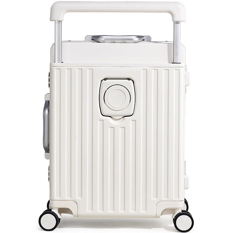 Aivas step by step suitcase 20 inches wide trolley suitcase men's aluminum frame trolley case women's boarding suitcase temperament smoky white