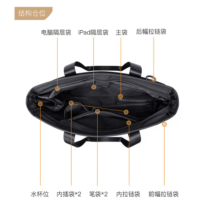 POLO business briefcase men's expandable handbag 14/15.6 inch computer bag shoulder bag gift for boyfriend