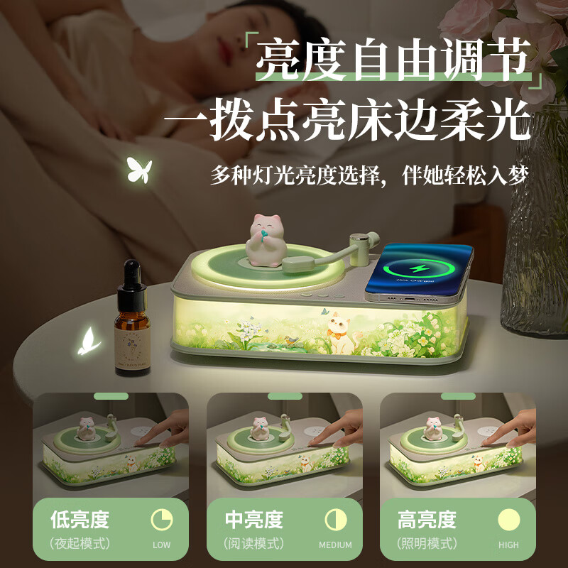 Wanhuo girls’ birthday gifts for besties, women’s niche high-end exquisite annual party gifts, practical gifts for employees, aromatherapy speakers, Bluetooth speakers, wireless charging atmosphere night light ornaments