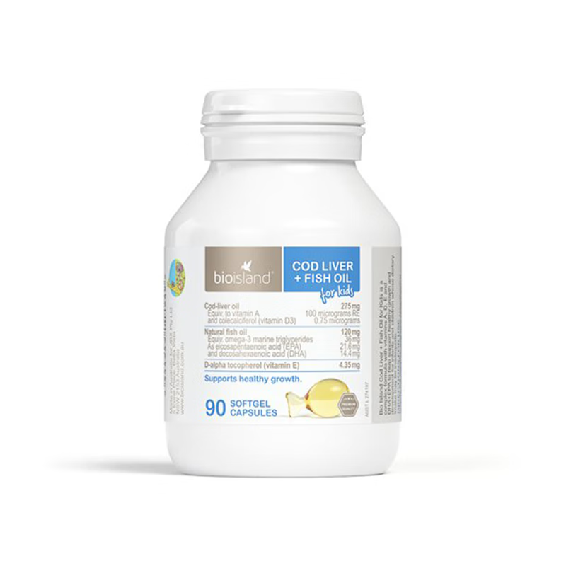 Bio Island deep-sea cod liver oil for infants and young children 90 capsules DHA+VD bonded fast release April 2028 cod oil DHA capsules 90 capsules vitamin E
