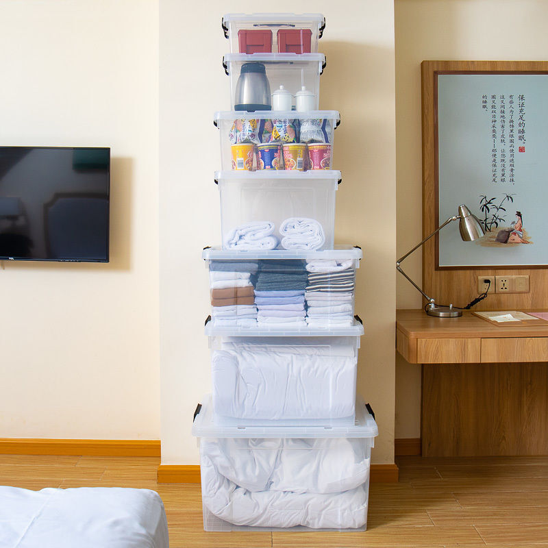 Hinata Plastic Transparent Storage Box Covered Organizing Box Household Storage Box Extra Large Clothes Storage Box Transparent Storage Box 20L One Pack