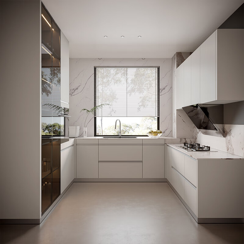 Gold Medal Kitchen Cabinet Kitchen Cabinet Customized Overall Kitchen Kitchen Cabinet Decoration Modern Simple Quartz Stone Countertop Cabinet Package 3 linear meters + stove