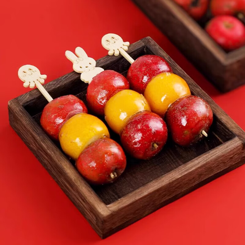 SHUANG YU candied haws bamboo skewers fruit skewers cartoon small skewers 12cm*50 disposable short bamboo skewers oden cooking skewers