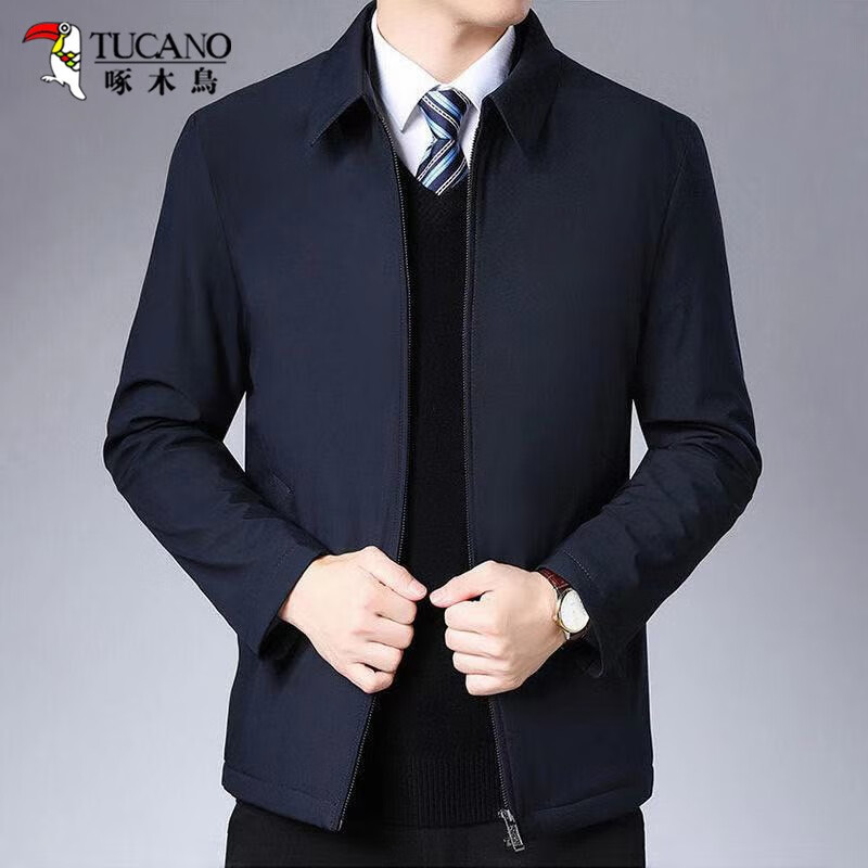 Woodpecker (TUCANO) jacket men's coat business solid color lapel casual fashion versatile middle-aged and elderly men's tops Navy XL