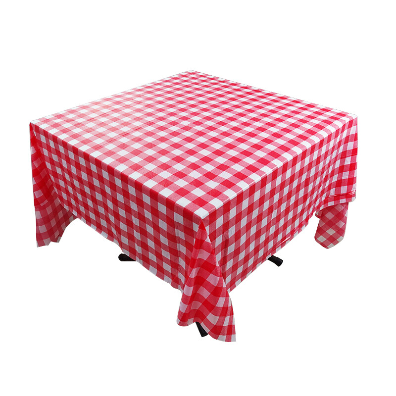 Meihangxuan disposable tablecloth square plastic printed tablecloth thickened tablecloth for home restaurant and catering 1.6m red grid 10 sheets/pack