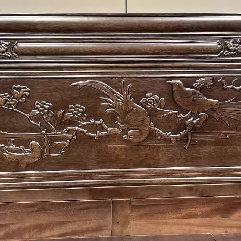 Longwei 12-hour delivery Foshan Chinese rosewood mortise and tenon solid wood bed master bedroom king bed 1.8 meters 2 meters double bed rosewood single bed upgraded thickened bed 1.8*2.0 meters frame style (full bed board + full mortise and tenon)