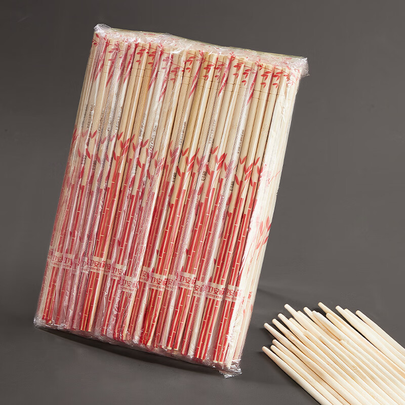 SHUANG YU Disposable Chopsticks Thick and Long 5.5 Round Chopsticks 100 Pairs Independently Packed Red Wedding Chopsticks Convenient and Hygienic Bamboo Chopsticks