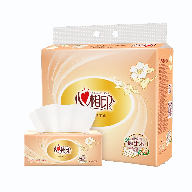 Xinxiangyin tissue paper, classic series, 3 layers, 110 tissue paper*8 packs, S size, 100% virgin wood pulp, soft tissue paper, old and new hair